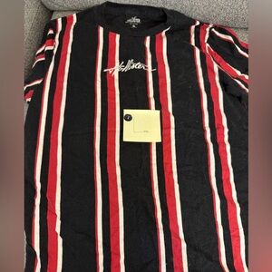 Hollister Black and Red Striped Tee